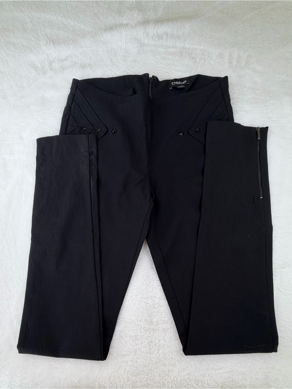 bebe Black Slim Ponte Dress Pants with Stud Detail
